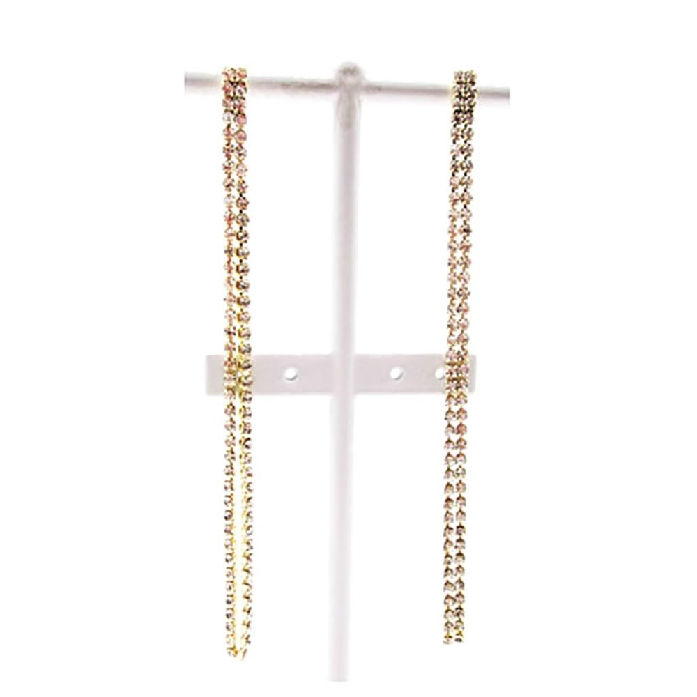 Gold Rhinestone Pave Fringe Drop Earrings